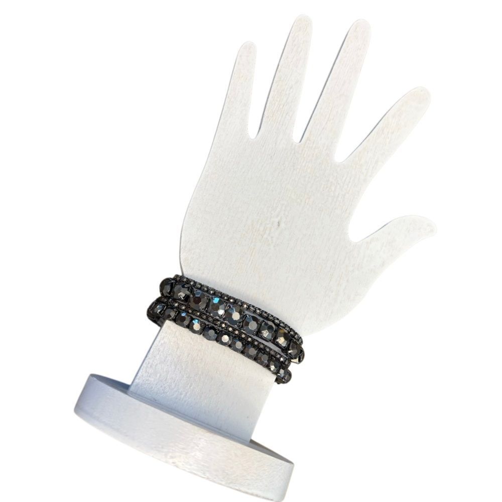 Set of 4 Gunmetal Rhinestone Stretch Bracelets (Fits up to 8”)